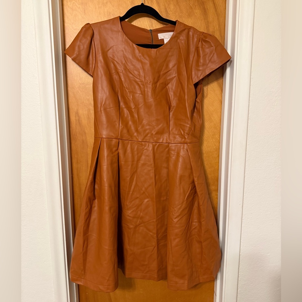 Rachel Parcel Brown Faux Leather Dress